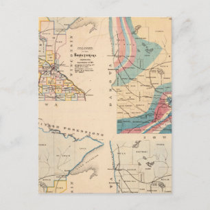 Cartão Postal Mapa geológico de Minnesota por NH Winchell