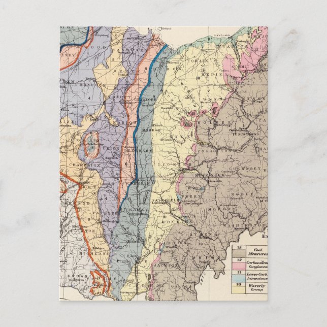 Cartão Postal Mapa geológico de Ohio (Frente)