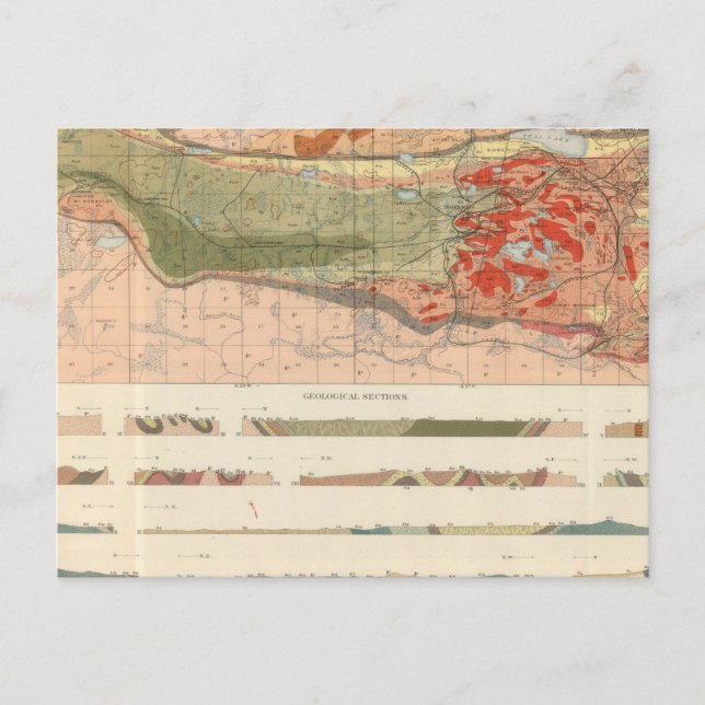 Cartão Postal Mapa Geológico Geral do Distrito de Marquette (Frente)
