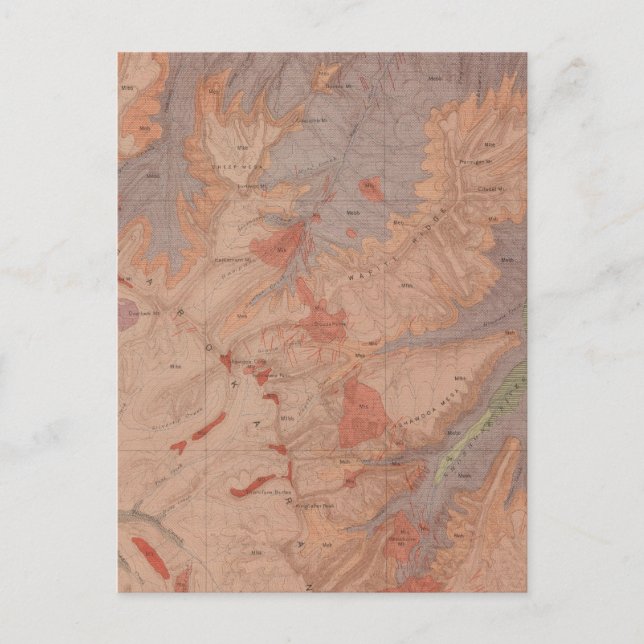 Cartão Postal Mapa Geológico, Parte Nacional Yellowstone, Wyomin (Frente)