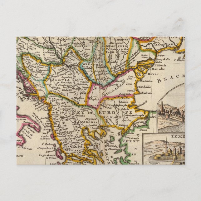 Cartão Postal Mapa geral da Turquia na Europa (Frente)