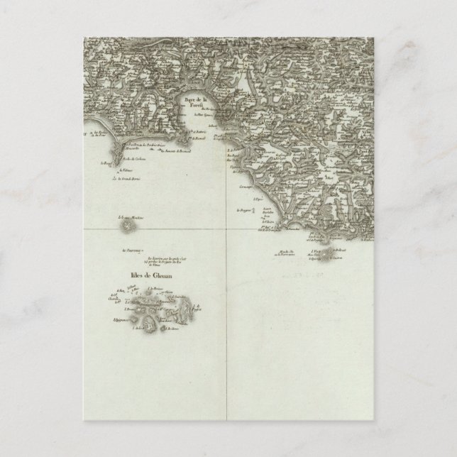 Cartão Postal Mapa gravado da França 2 (Frente)