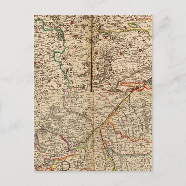 Cartão Postal Mapa gravado das florestas da Alemanha (Frente)