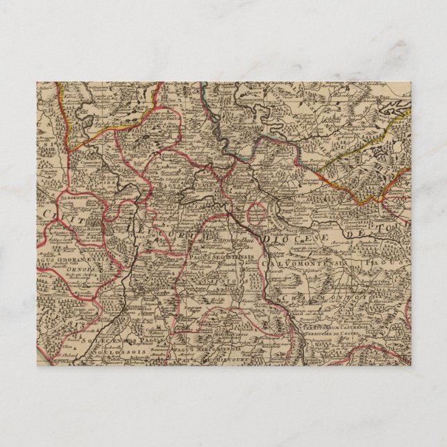 Cartão Postal Mapa gravado de França (Frente)