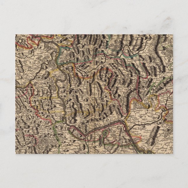 Cartão Postal Mapa gravado do Vale do Reno (Frente)