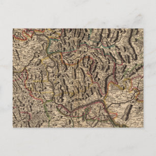 Cartão Postal Mapa gravado do Vale do Reno