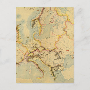 Cartão Postal Mapa hidrográfico da Europa