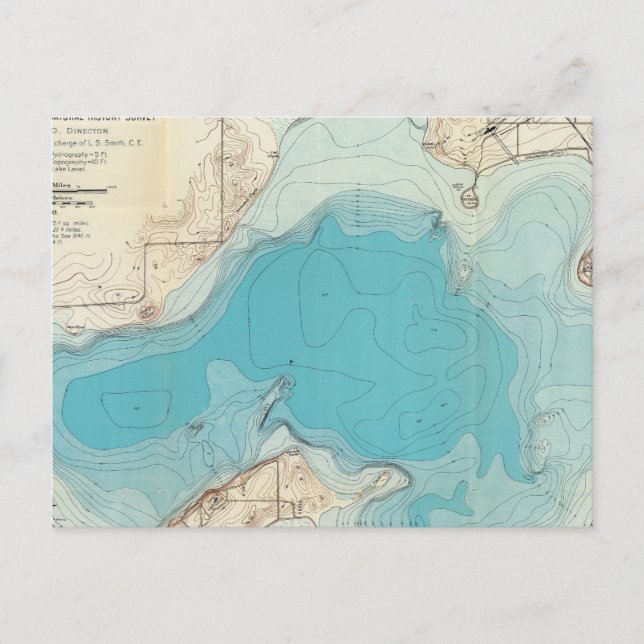 Cartão Postal Mapa hidrográfico Lago Mendota (Frente)