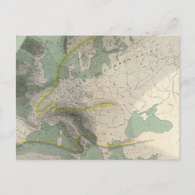 Cartão Postal Mapa hietográfico Europa (Frente)