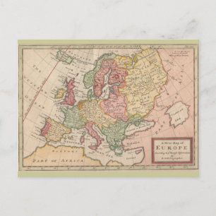 Cartão Postal Mapa histórico da Europa em 1721