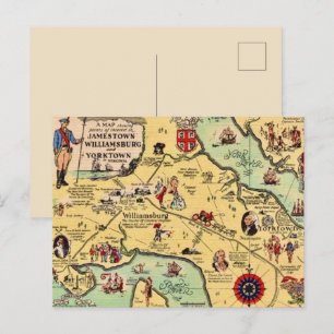 Cartão Postal Mapa Histórico de Williamsburg