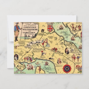 Cartão Postal Mapa Histórico de Williamsburg