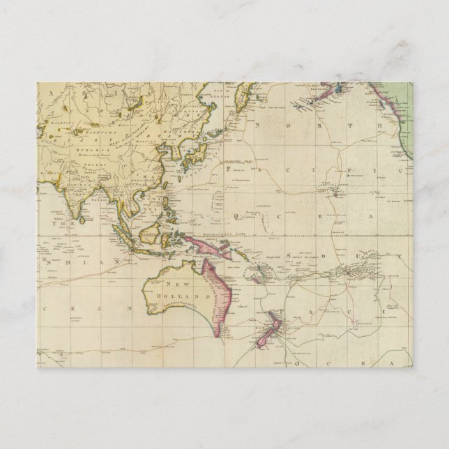 Cartão Postal Mapa histórico do gráfico geral (Frente)