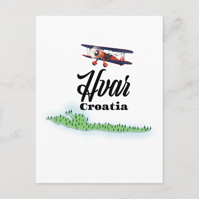 Cartão Postal mapa Hvar Croácia (Frente)