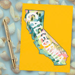 Cartão Postal Mapa Ilustrado da Califórnia<br><div class="desc">Veja este desenho colorido do mapa de estado. Visite meu compro para mais estados e mais itens correspondentes!</div>