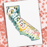 Cartão Postal Mapa Ilustrado da Califórnia<br><div class="desc">Veja este desenho colorido do mapa de estado. Visite meu compro para mais estados e mais itens correspondentes!</div>