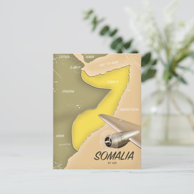 Cartão Postal mapa ilustrado da Somália (Em pé/Frente)