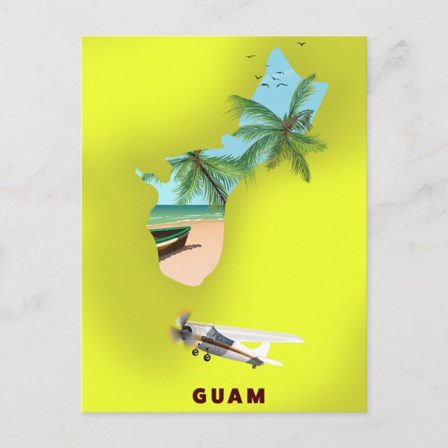 Cartão Postal Mapa ilustrado de Guam pôster de viagem (Frente)