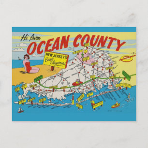Cartão Postal Mapa Ilustrado de Jersey Shore