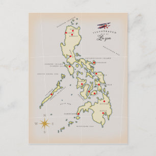 Cartão Postal Mapa ilustrado de Luzon Filipinas mapa