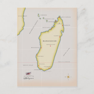 Cartão Postal Mapa ilustrado de Madagascar