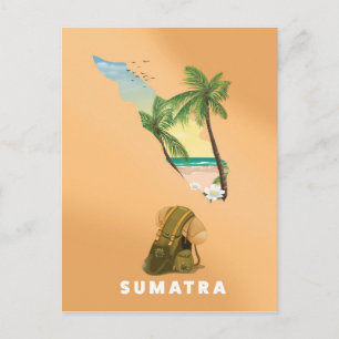 Cartão Postal mapa ilustrado de Sumatra pôster de viagem