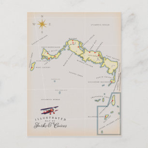Cartão Postal Mapa ilustrado de Turks e Caicos