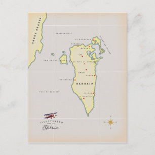 Cartão Postal Mapa Ilustrado do Bahrein
