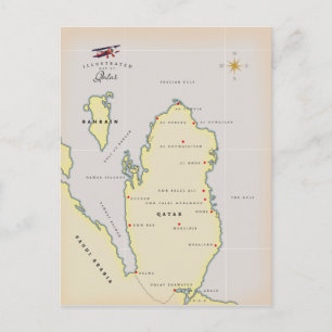 Cartão Postal Mapa ilustrado do Catar