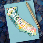 Cartão Postal Mapa Ilustrado do Estado da Califórnia<br><div class="desc">Veja este desenho colorido do mapa de estado. Visite meu compro para mais estados e mais itens correspondentes!</div>