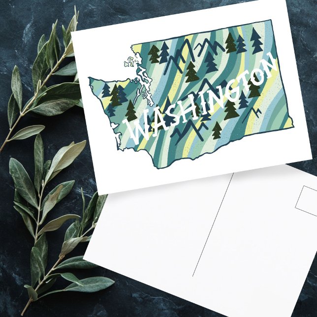 Cartão Postal Mapa Ilustrado do Estado de Washington (Washington State Illustrated Map Postcard
)