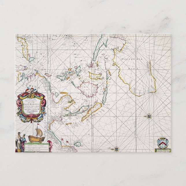 CARTÃO POSTAL MAPA: ÍNDICES LESTE, 1670 (Frente)