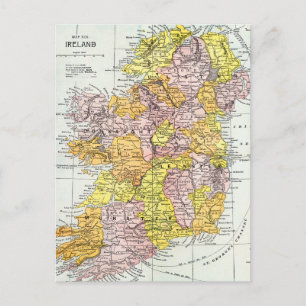 Cartão Postal MAPA: IRLANDA, c1890