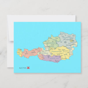 Cartão Postal Mapa isolado das regiões da Áustria