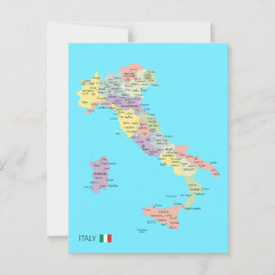 Cartão Postal Mapa isolado das regiões italianas