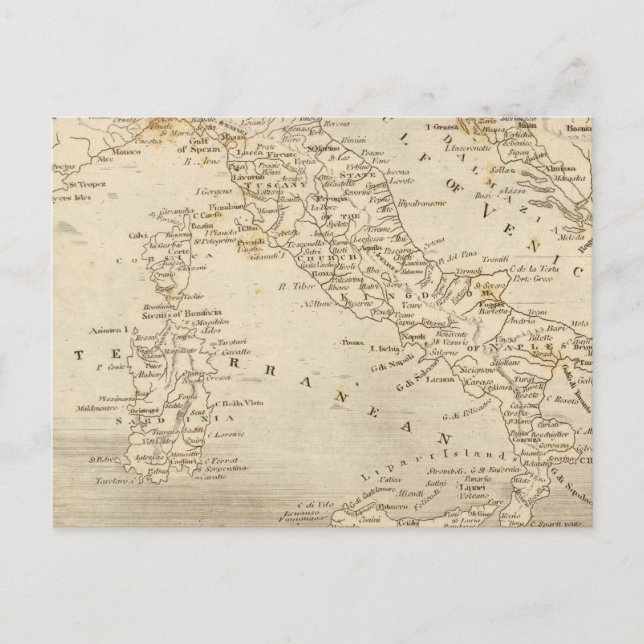 Cartão Postal Mapa italiano de Arrowsmith (Frente)