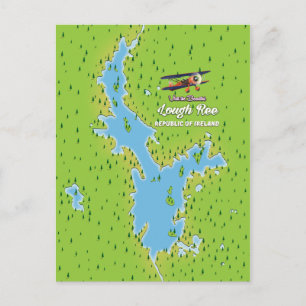Cartão Postal Mapa Lough Ree Republic of Ireland, lough lough, l