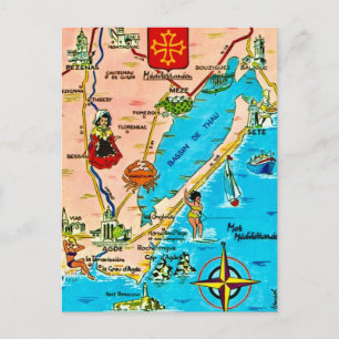 Cartão Postal Mapa Mediterrâneo Francês