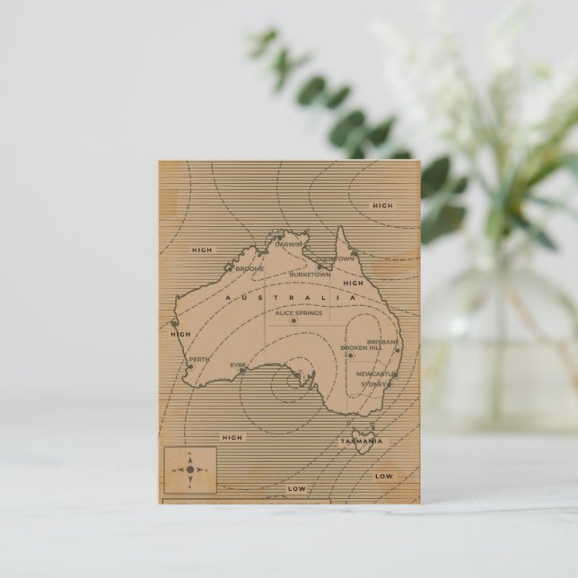 Cartão Postal Mapa meteorológico da Austrália (Em pé/Frente)