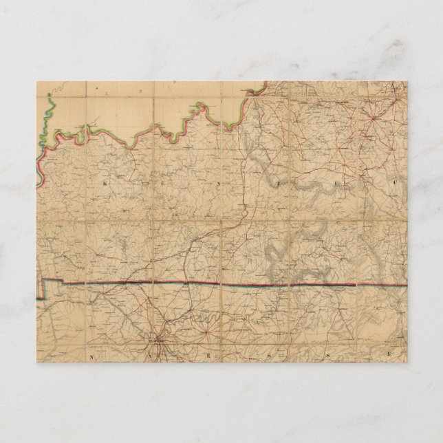 Cartão Postal Mapa Militar dos Estados do Kentucky (Frente)