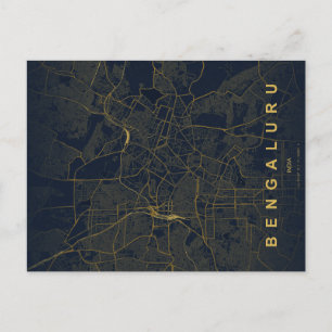 Cartão Postal Mapa Minimalista da Cidade de Bengaluru Índia