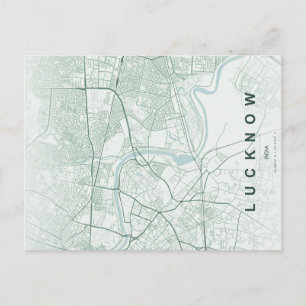 Cartão Postal Mapa Minimalista da Cidade de Lucknow na Índia