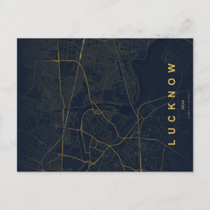 Cartão Postal Mapa Minimalista da Cidade de Lucknow na Índia