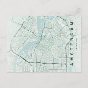 Cartão Postal Mapa Minimalista de Amsterdã Holanda