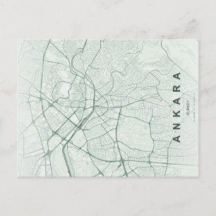 Cartão Postal Mapa Minimalista de Ancara Turquia