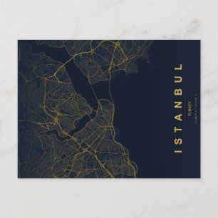 Cartão Postal Mapa Minimalista de Istambul Turquia