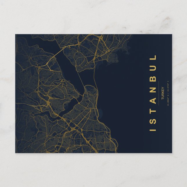Cartão Postal Mapa Minimalista de Istambul Turquia (Frente)