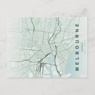 Cartão Postal Mapa Minimalista de Melbourne Austrália Postcard