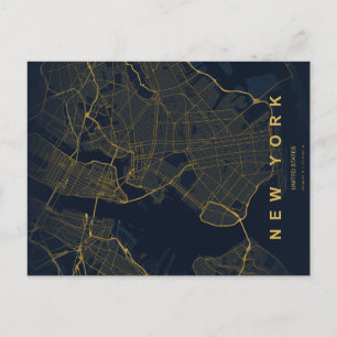 Cartão Postal Mapa Minimalista de Nova York Postcard