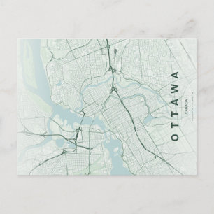 Cartão Postal Mapa Minimalista de Ottawa Canadá
